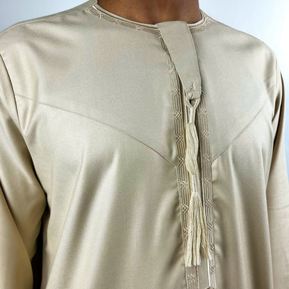 Beige Omani Tassel Thobe